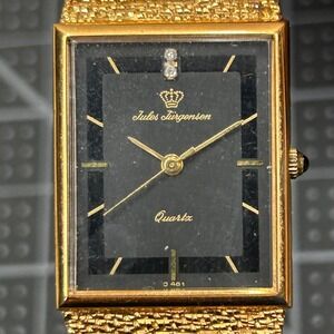 Jules Jurgensen Vintage Quartz Watch Black Dial Gold Tone Mesh Band 4434 Tested